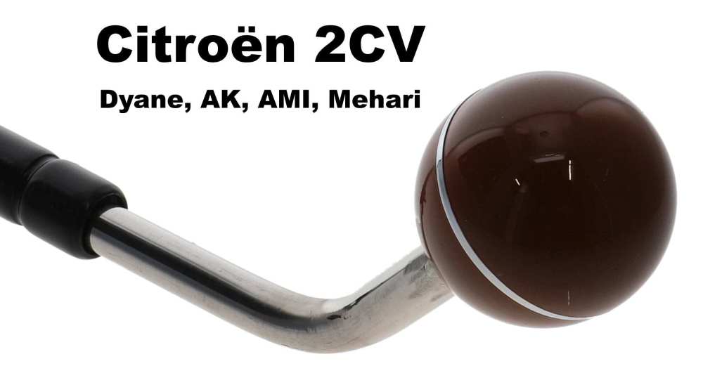 Sonstige-Citroen - pommeau de commande de vitesse, Citroën 2CV, plastique marron avec bague chromée