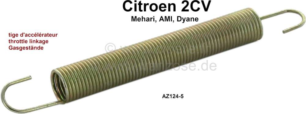 Citroen-2CV - ressort de tige d'accélérateur 2CV. Uniquement sur 2CV + Méhari avec tige d'accélérat