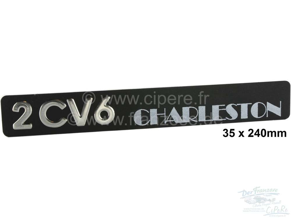 Citroen-2CV - monogramme (autocollant), Citroën 2CV6 Charleston, en métal, comme d'origine, 35x240mm