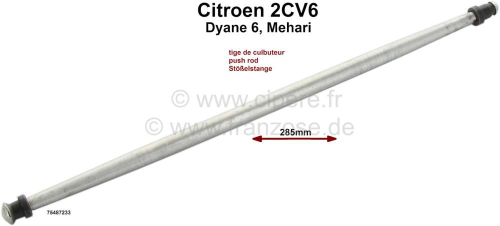 Citroen-2CV - tige de culbuteur 2CV6 arbre à came, des culbuteurs au poussoirs. 286mm.