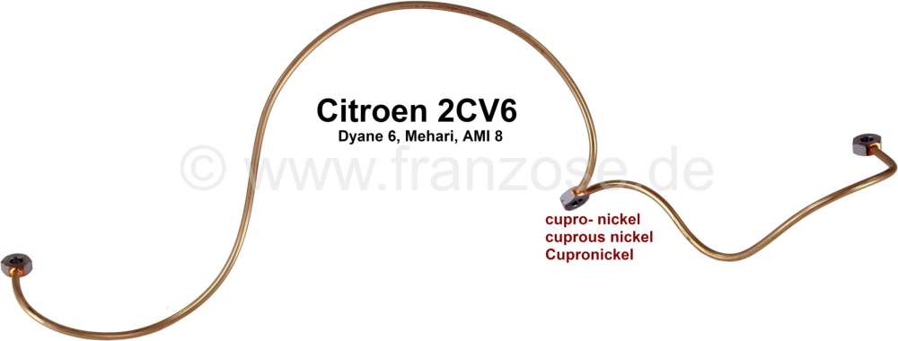 Citroen-2CV - tube de graissage moteur, Citroën 2cv6, tube d'huile aux culasses, refabrication en allia