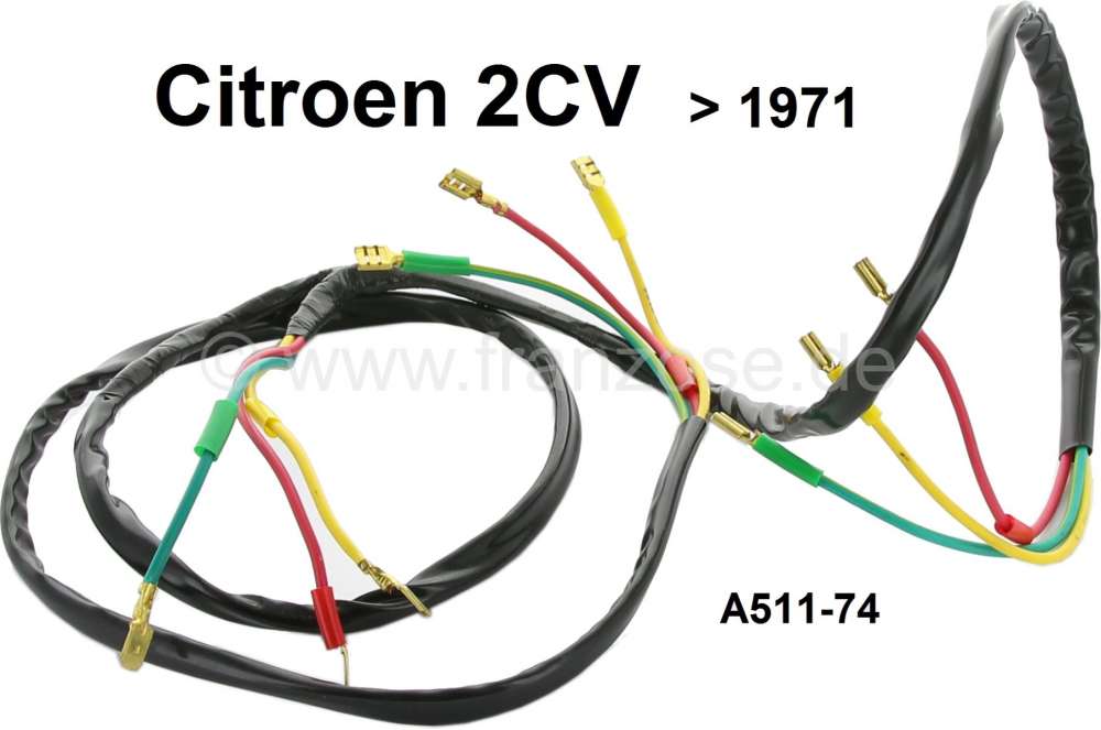 Citroen-2CV - faisceau électrique de phares, Citroën 2CV jusque 1971, pour la potence de phare, refabr