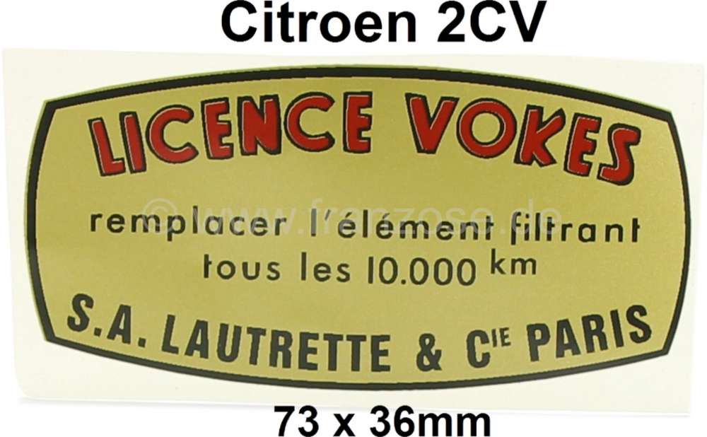 Citroen-DS-11CV-HY - autocollant de filtre à air Lautrette Licence Vokes, Citroën 2CV