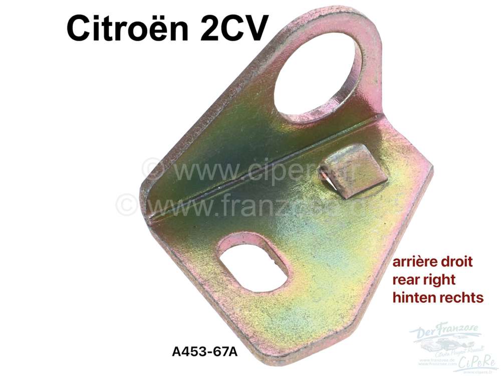 Citroen-2CV - équerre de fixation de flexible de frein arrière droit, Citroën 2CV jusque 07.1964, ref