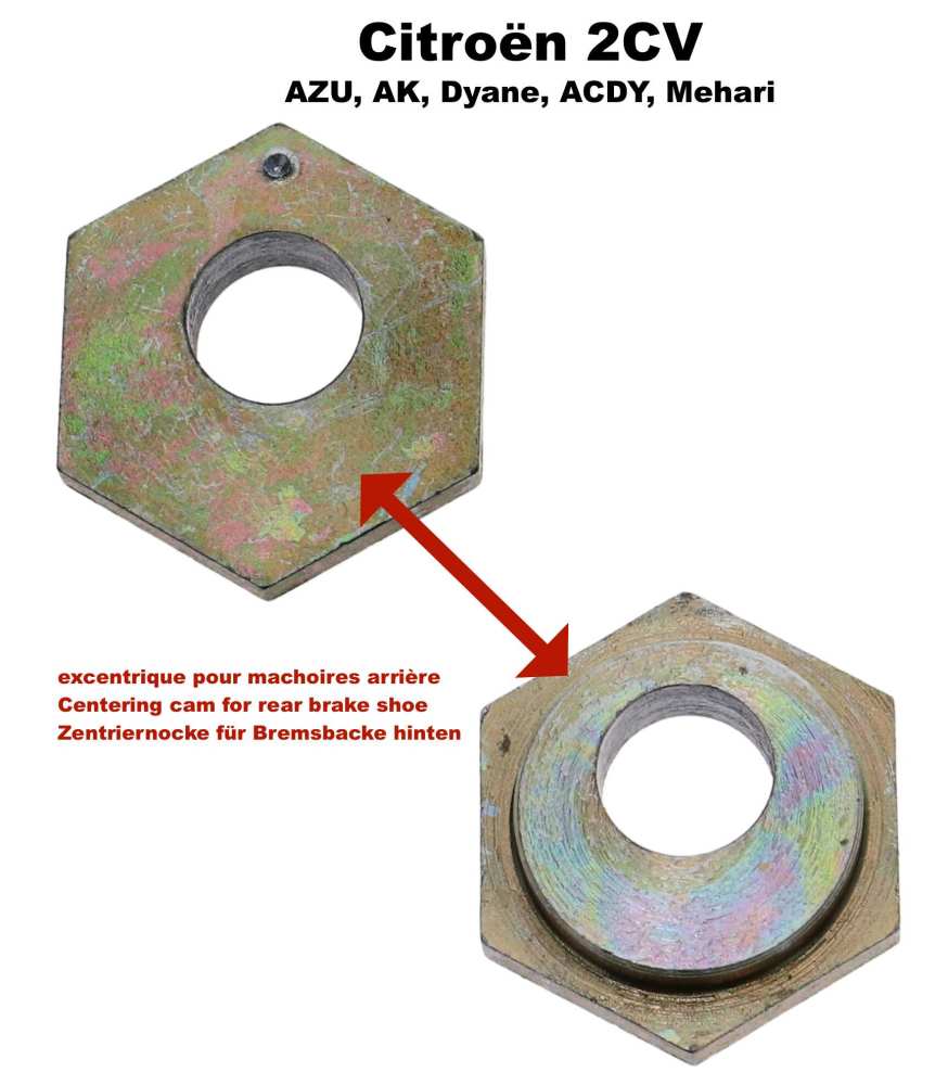 Citroen-DS-11CV-HY - excentrique pour machoires arrière, 2CV (seulement sur l'arrière), clé 24mm, came 20mm,