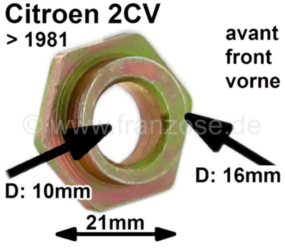Citroen-2CV - excentrique pour machoires avant, 2CV, clé 21mm, came 16mm, trou 10mm, l'unité
