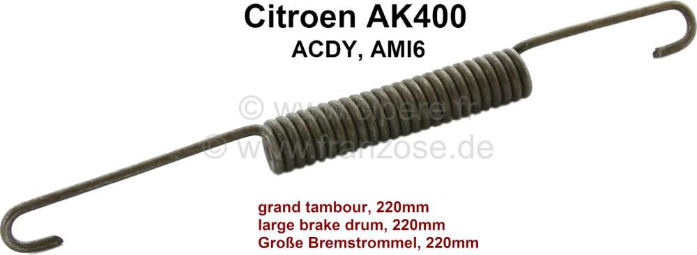 Peugeot - ressort de mâchoires de frein avant, Citroën AK400, ACDY, AMI6, pour mâchoires de tambo