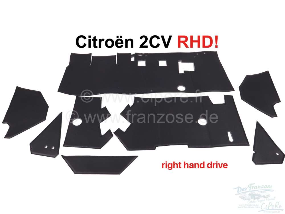 Alle - insonorisant de tablier, Citroën 2cv conduite à droite (Right Hand Drive) à partir de 1