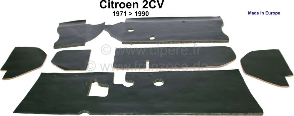 Alle - insonorisant de tablier dans l'habitacle, Citroën 2CV à partir de 1971, modèles avec gr