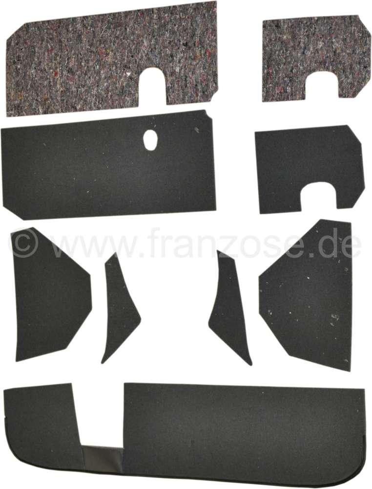 Citroen-2CV - insonorisant de tablier, Citroën 2cv, habillage complet : tablier sup., vide poche, tria