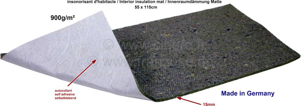 Sonstige-Citroen - insonorisant d'habitacle, épaisseur 15mm (autocollant), dimensions 115 x 55cm, densité e