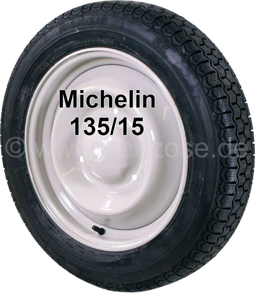 Citroen-2CV - roue complète, pneu Michelin R135/15 sur jante neuve, 2CV, AK400 Dyane, Ami 8