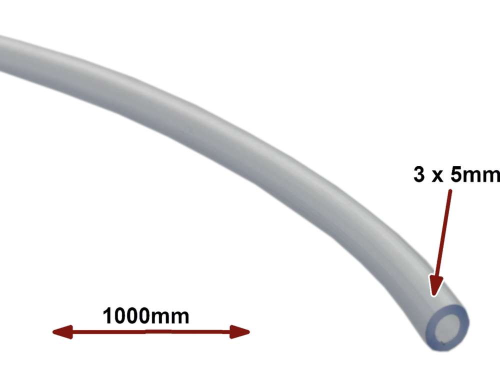 Citroen-2CV - durite de lave-glace, PVC transparent, diam. int.: 3mm; diam. ext.:  5mm, pression max. 7,