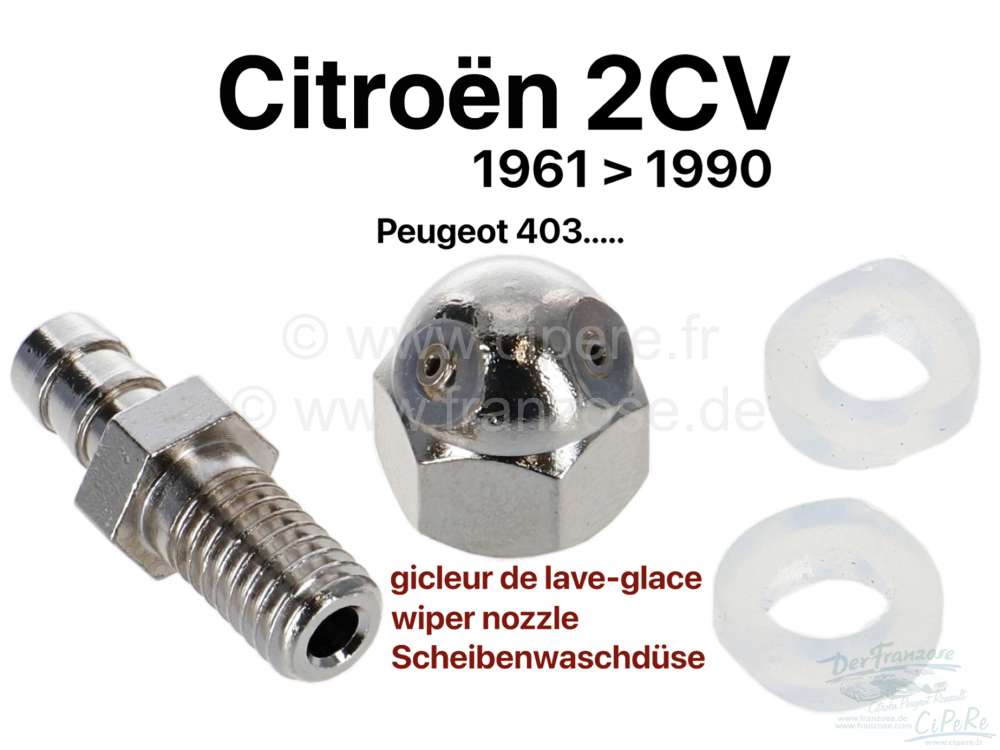 Alle - gicleur de lave-glace chromé, Citroën 2CV à partir de 1961, Peugeot 403 et autres ancie