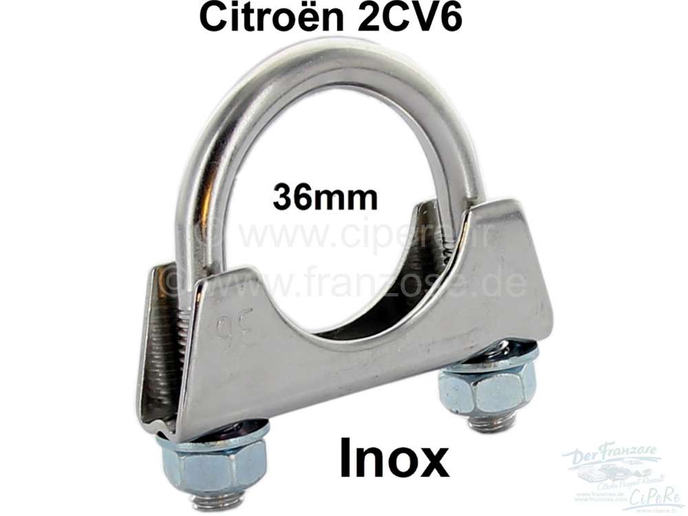 Citroen-DS-11CV-HY - collier de silencieux en Inox, 2CV4, 2CV6, 4L 1108 cm³ après le silencieux, 36mm