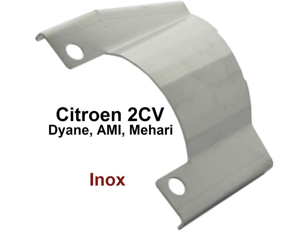 Citroen-2CV - tôle de protection sur l'échappement, en Inox, 2CV, protection optimale du câble de fre
