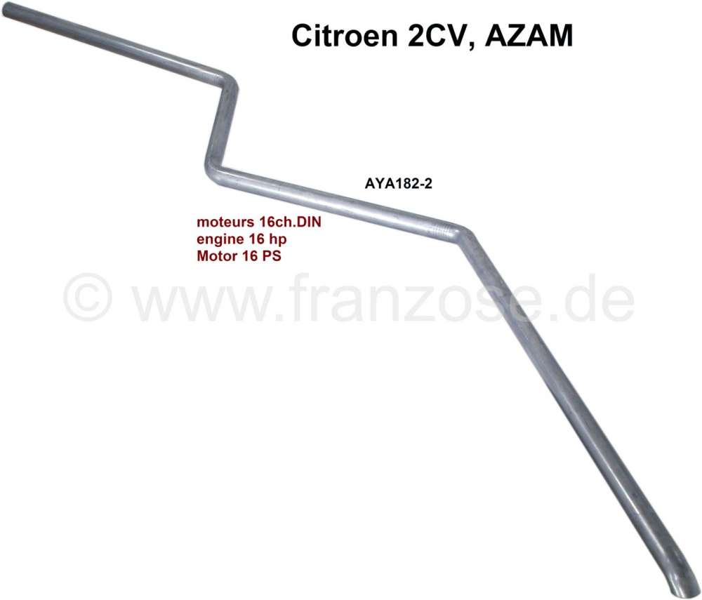 Alle - tube de sortie 2CV 16 ch.DIN , AZAM, pour ligne d'échappement passant de la droite en dia