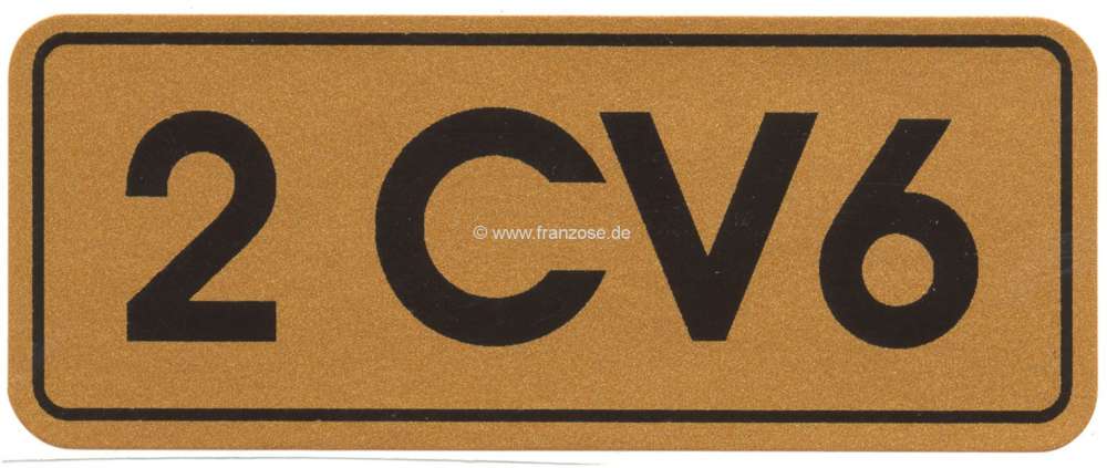 Citroen-2CV - monogramme (autocollant), Citroën 2CV6, couleur or et noir, refabrication, 36x90mm