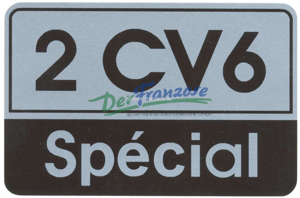 Citroen-2CV - monogramme (autocollant), Citroën 2CV6 Spécial, couleur argent et noir, refabrication, 6