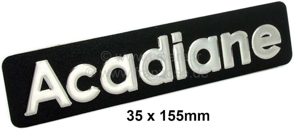 Citroen-2CV - monogramme (autocollant), Citroën ACADIANE, en métal, comme d'origine, 35x155mm