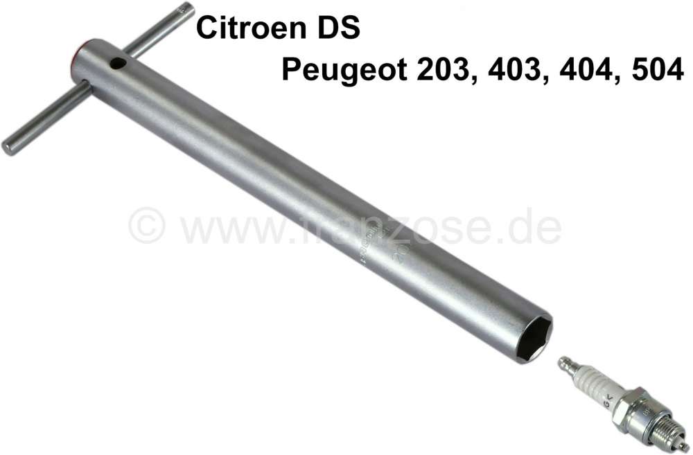 clé à bougies (tube) pour bougies standard de 20,8 mm, longueur 300mm,  Citroën DS, Peugeot 203, 403, 404, 504