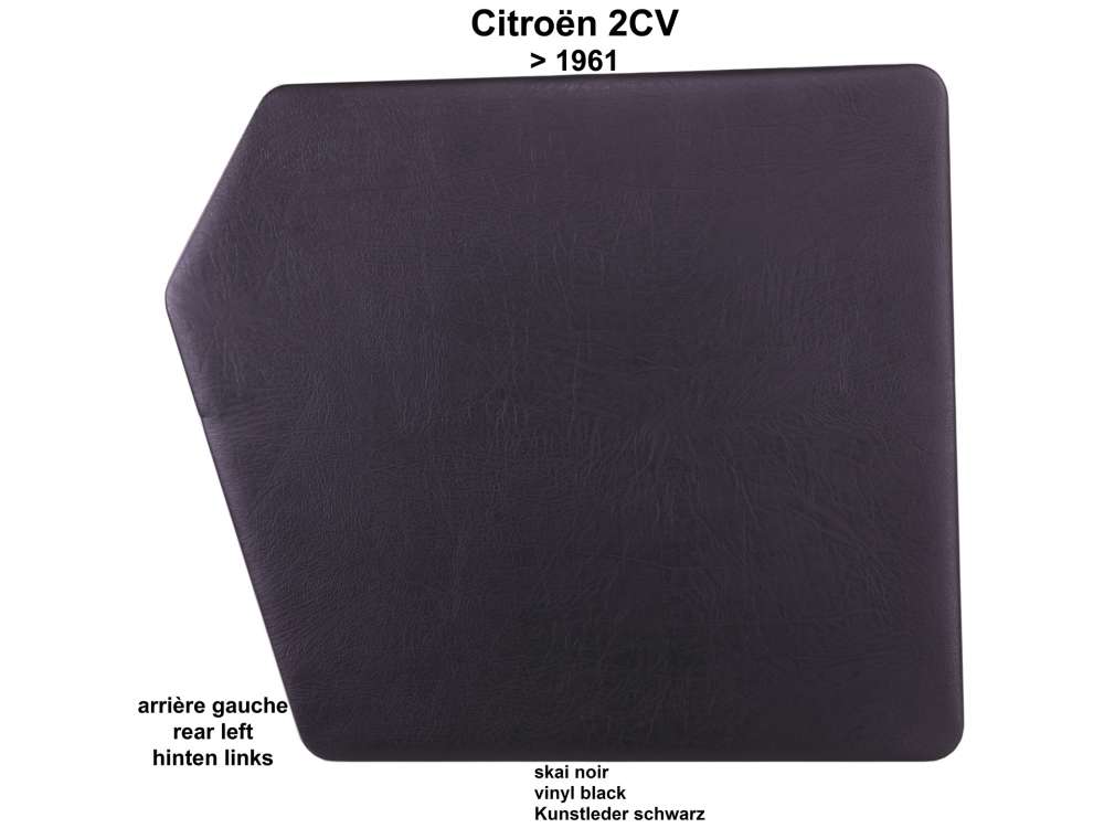 Citroen-2CV - panneau de porte, Citroën 2CV jusque 1961, 2cv4, 2cv6 premiers modèles, couleur noir, po