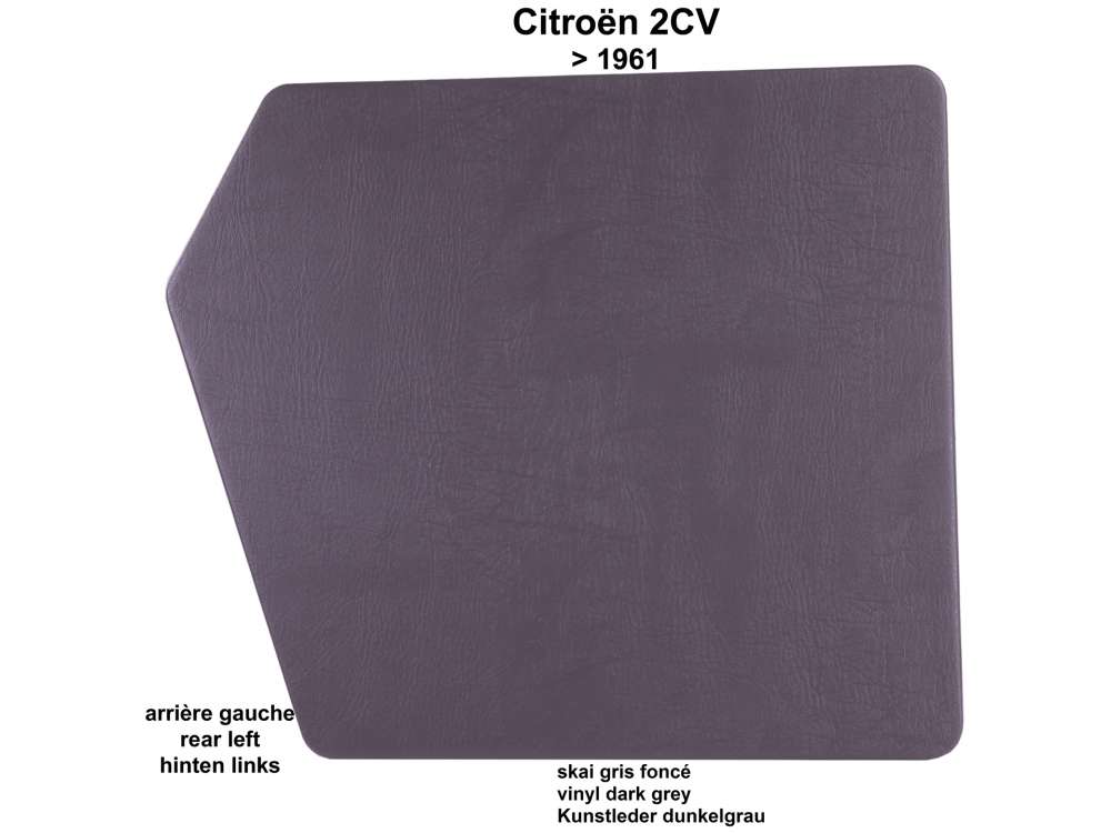 Citroen-2CV - panneau de porte, Citroën 2CV jusque 1961, 2cv4, 2cv6 premiers modèles, couleur gris fon