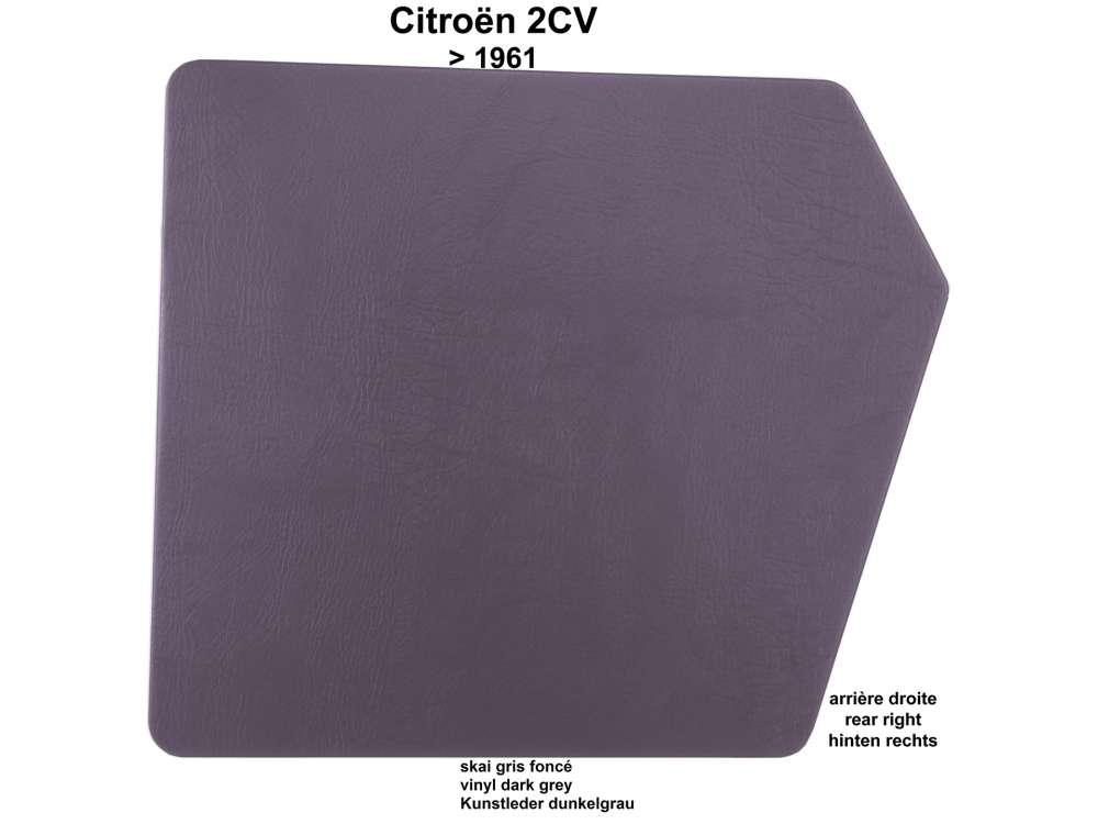 Alle - panneau de porte, Citroën 2CV jusque 1961, 2cv4, 2cv6 premiers modèles, couleur gris fon