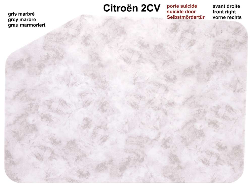 Citroen-2CV - panneau de porte, Citroën 2CV jusque 1961, couleur gris marbré, pour porte suicide avant