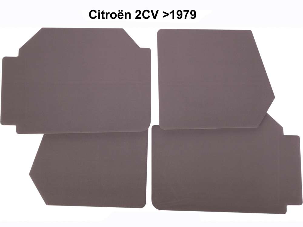 Citroen-2CV - panneau de porte, Citroën 2CV, skai gris,  jeu de 4 pces, grand modèle pour portière sa