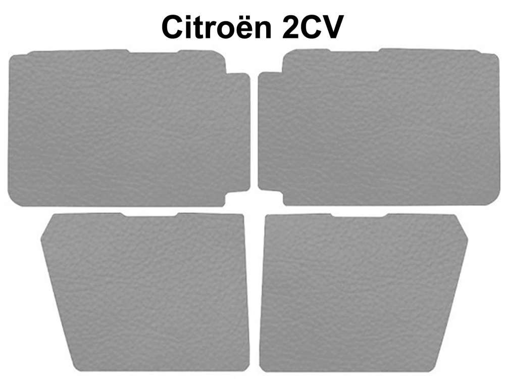 Citroen-2CV - panneau de porte, Citroën 2CV, skai gris, jeu de 4 pces, petit modèle pour portière ave