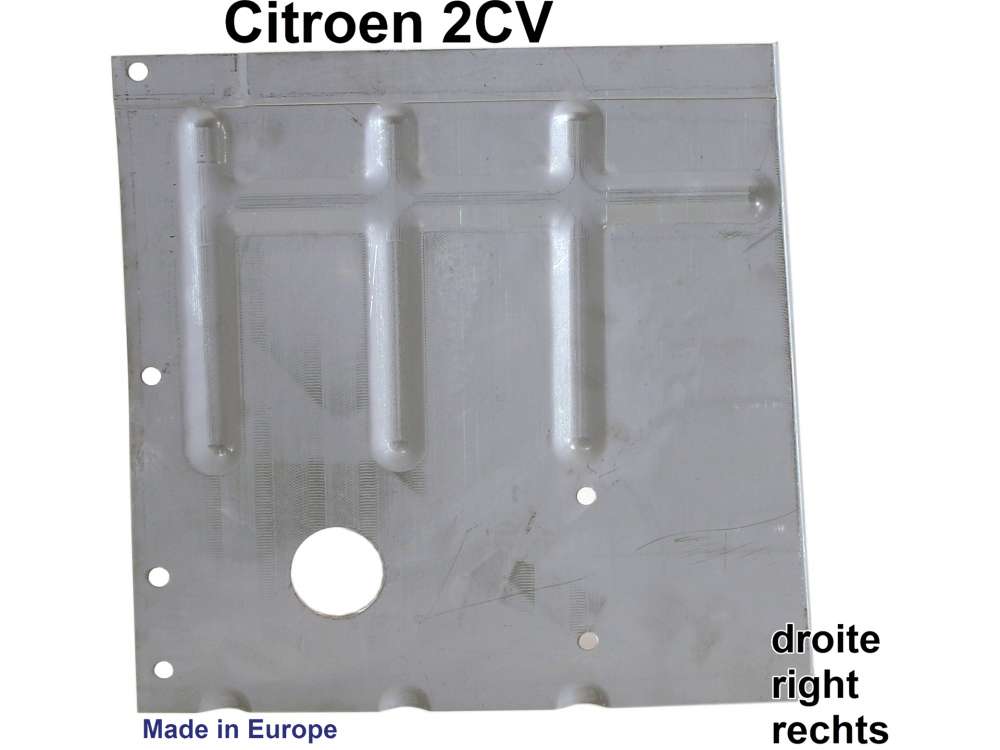 Citroen-2CV - tôle de réparation partielle de plancher (1/3 avant droite), 2CV, AK, longueur 31 cm, t
