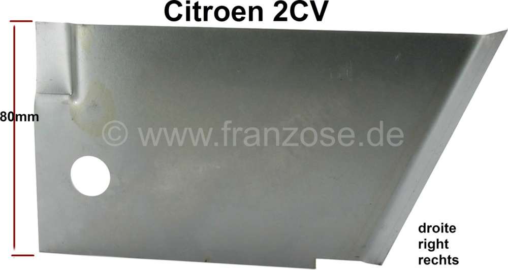 Citroen-2CV - renfort de réparation de tôle latérale droite, 2CV, AK, AZU, refabrication, Made in Ger