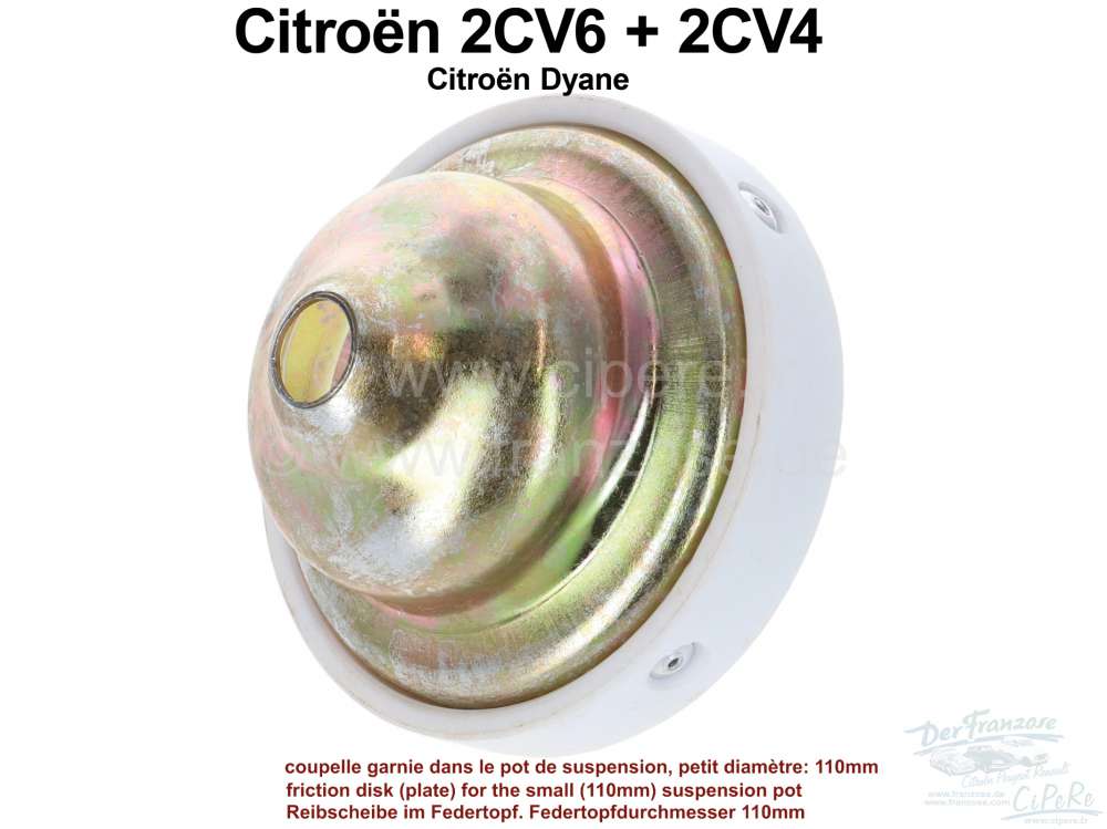 Citroen-2CV - coupelle garnie dans le pot de suspension, 2CV, refabrication, petit diamètre: 110mm. pro