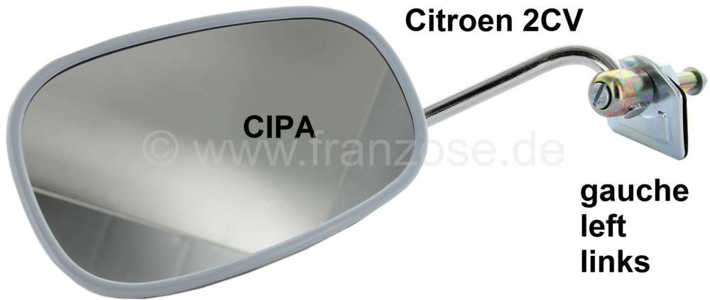 Citroen-2CV - rétroviseur de porte, Citroën 2CV, CIPA, pour portière gauche, produit homologué de qu