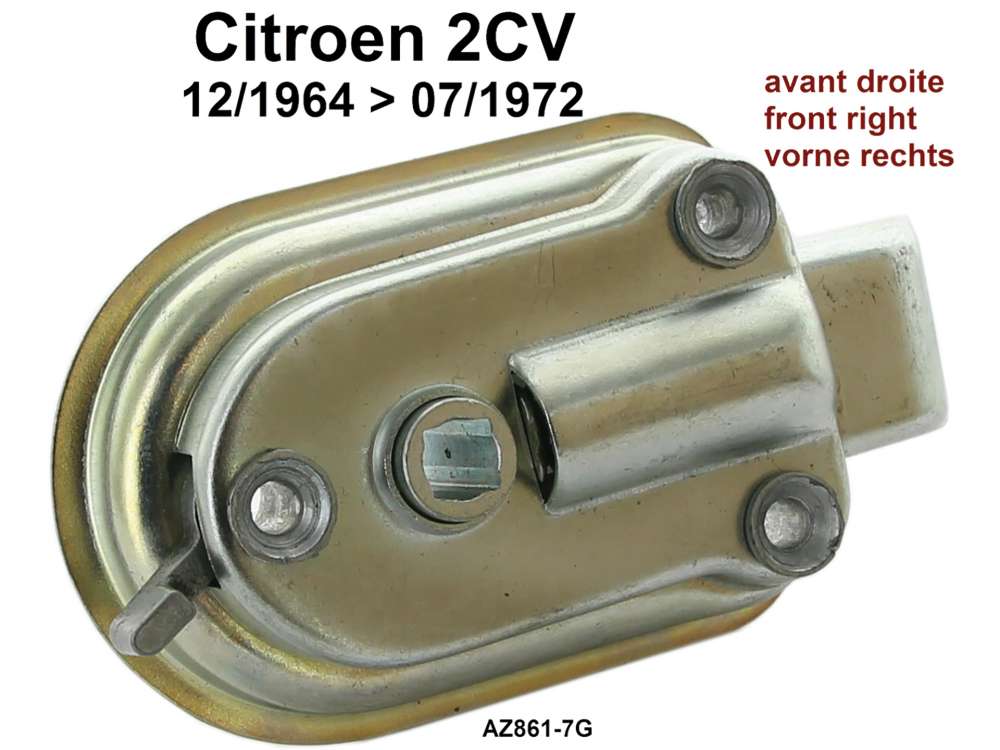 Citroen-2CV - serrure, Citroën 2CV de 12.1964 à 07.1972, serrure de porte avant droite, partie intéri