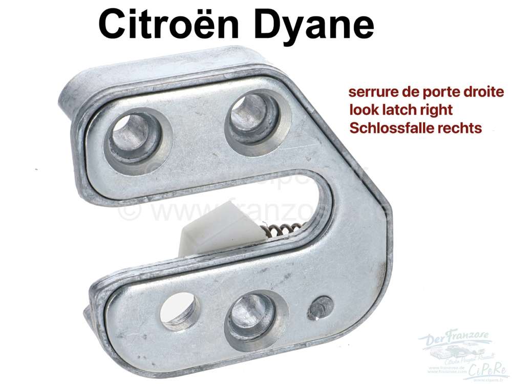 Citroen-2CV - serrure, Citroën Dyane, serrure de porte droite (installé sur la porte), partie intérie