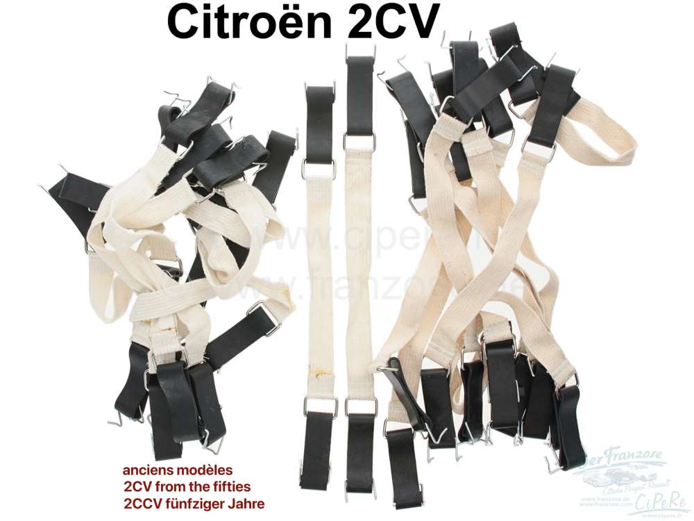 Alle - sangles de sommier de siège, Citroën 2CV type A anciens modèles, kit pour assise et dos