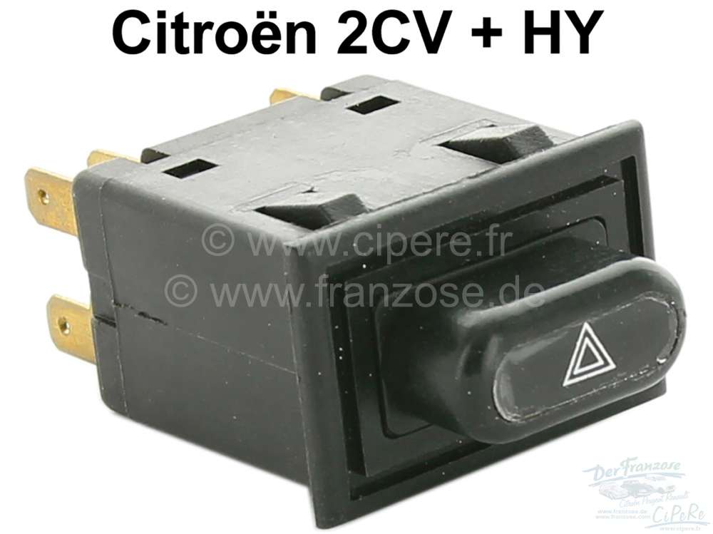 Citroen-DS-11CV-HY - bouton contact de feux de détresse rectangulaire, 2CV, HY, bouton de Warning au tableau d