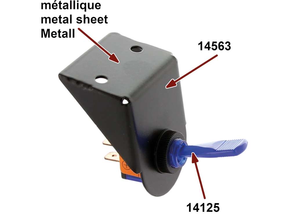 Alle - console d'accessoire, Citroën 2cv, support en tôle pour interrupteur à bascule de diam�