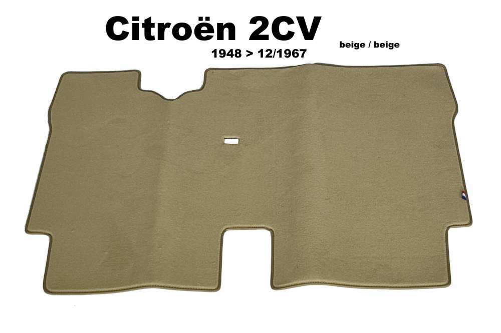 Alle - tapis de sol, Citroën 2cv de 1948 à 12.1967, moquette velours beige avec un liseret beig