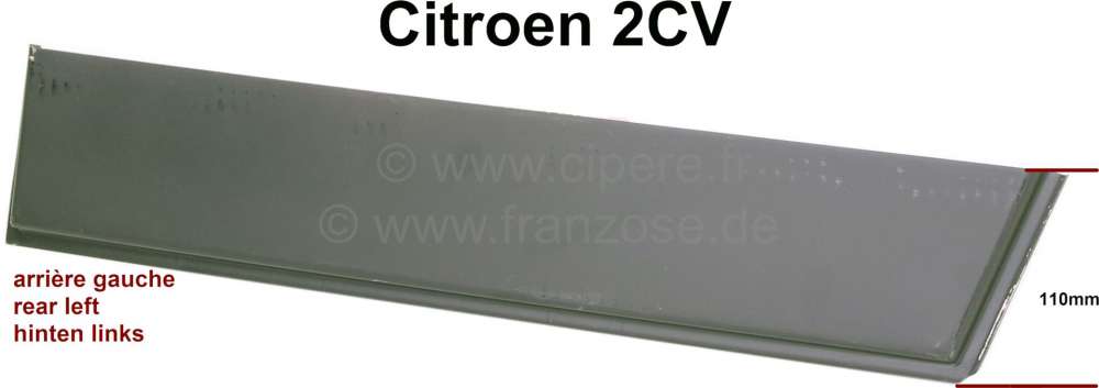 Citroen-DS-11CV-HY - tôle de réparation ext. de porte arrière gauche, 2CV