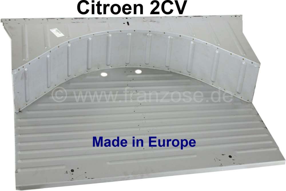 Citroen-2CV - tôle de fond de coffre, Citroën 2cv, tôle électrozinguée avec les rainures, avec mont