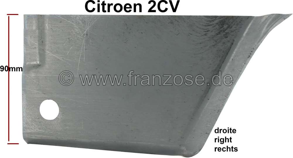 Citroen-DS-11CV-HY - tôle de réparation pour tôle latérale droite, 2CV, refabrication pour les 10 cm du bas