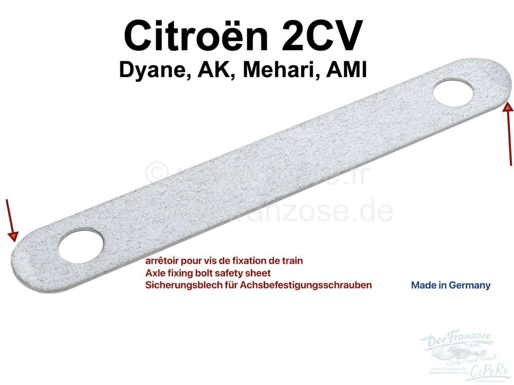 Alle - arrêtoir pour vis de fixation de train, Citroën 2CV, forme légèrement recourbée aux e