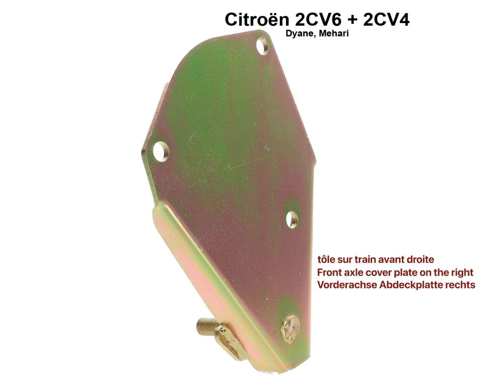 Citroen-2CV - tôle sur train avant droite, 2CV, support d'amortisseur 12mm. Made in Germany.