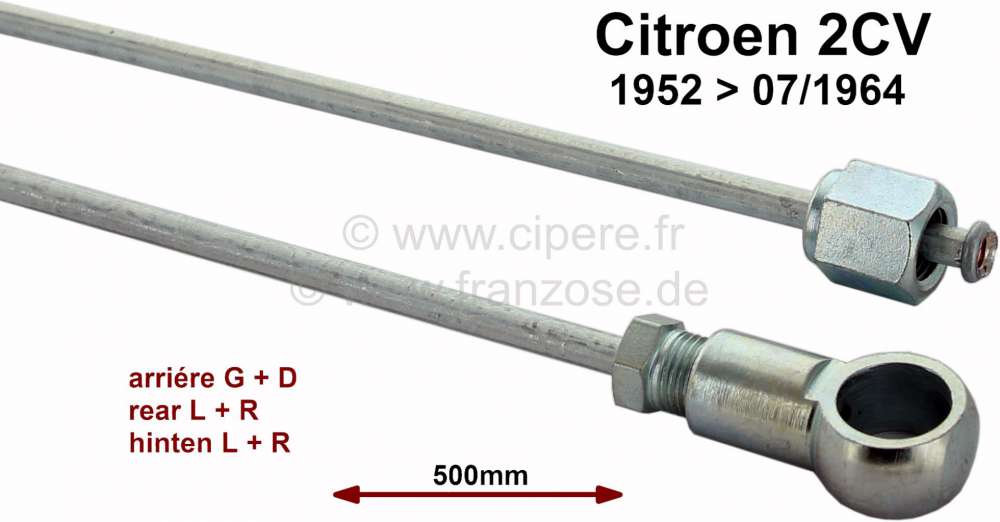 Citroen-2CV - tube de frein, Citroën 2CV de 06.1952 à 07.1964, tube de frein arrière du flexible de f