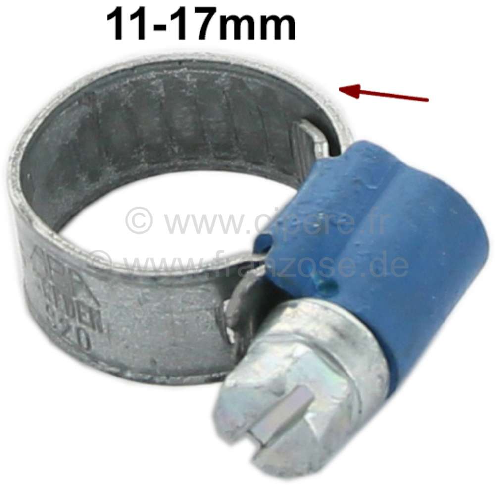 collier de serrage pour durite 11-17mm. Collier rétro avec les bords  remontés pour éviter de blesser le caoutchouc. P