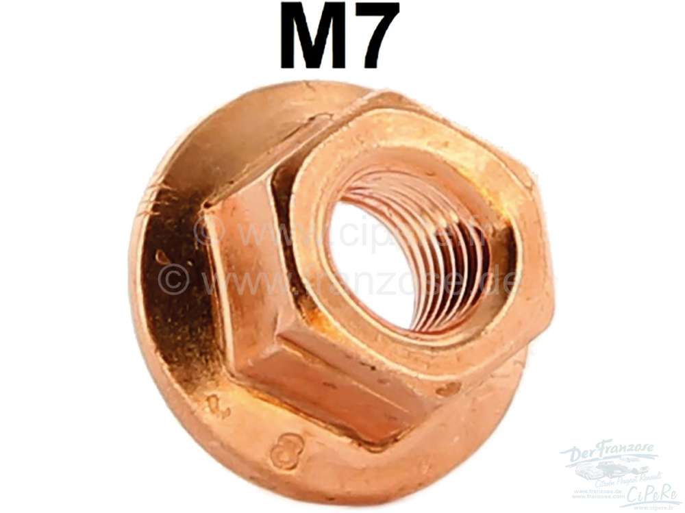 Citroen-2CV - écrou cuivré M7 pour tubulure d'échappement par exemple. Il est important d'utiliser de