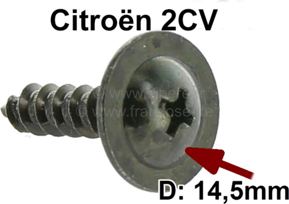 Citroen-2CV - vis de fixation de l'habillage supérieur de tableau de bord, Citroën 2CV, refabrication 